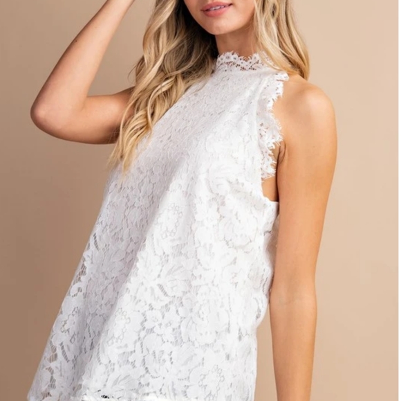 New Eyelash Lace Dressy Halter Tank Top - Picture 7 of 9